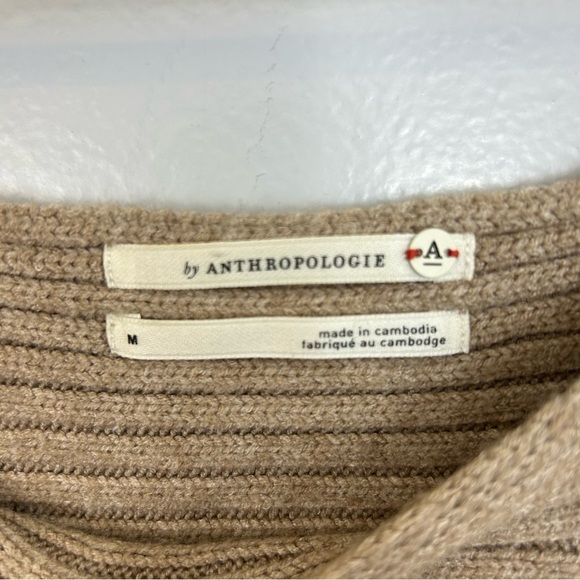Anthropolgie Kendall Ribbed Cropped Light Brown Cozy Sweater Medium - Picture 6 of 11